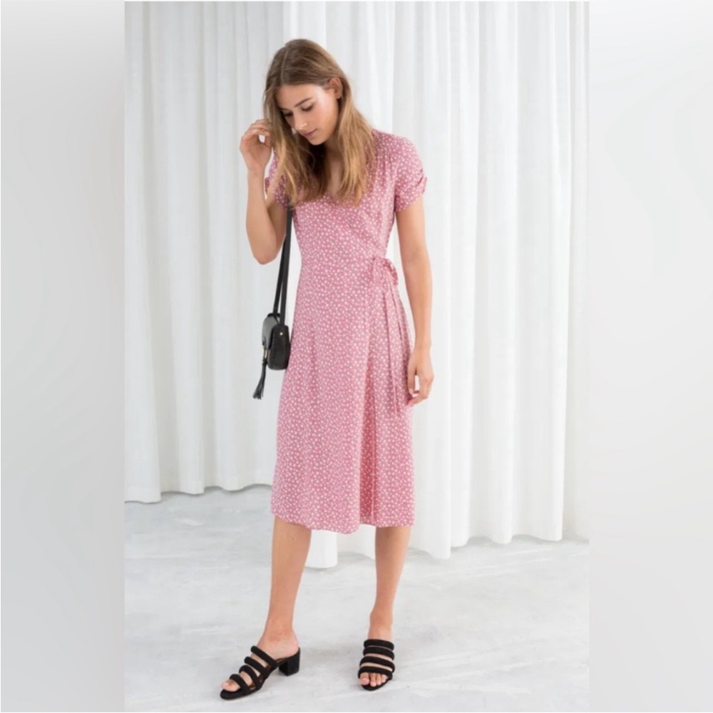 NWT New with tags & Other Stories Pink Floral Wrap Dress Size 8 US 40 EU